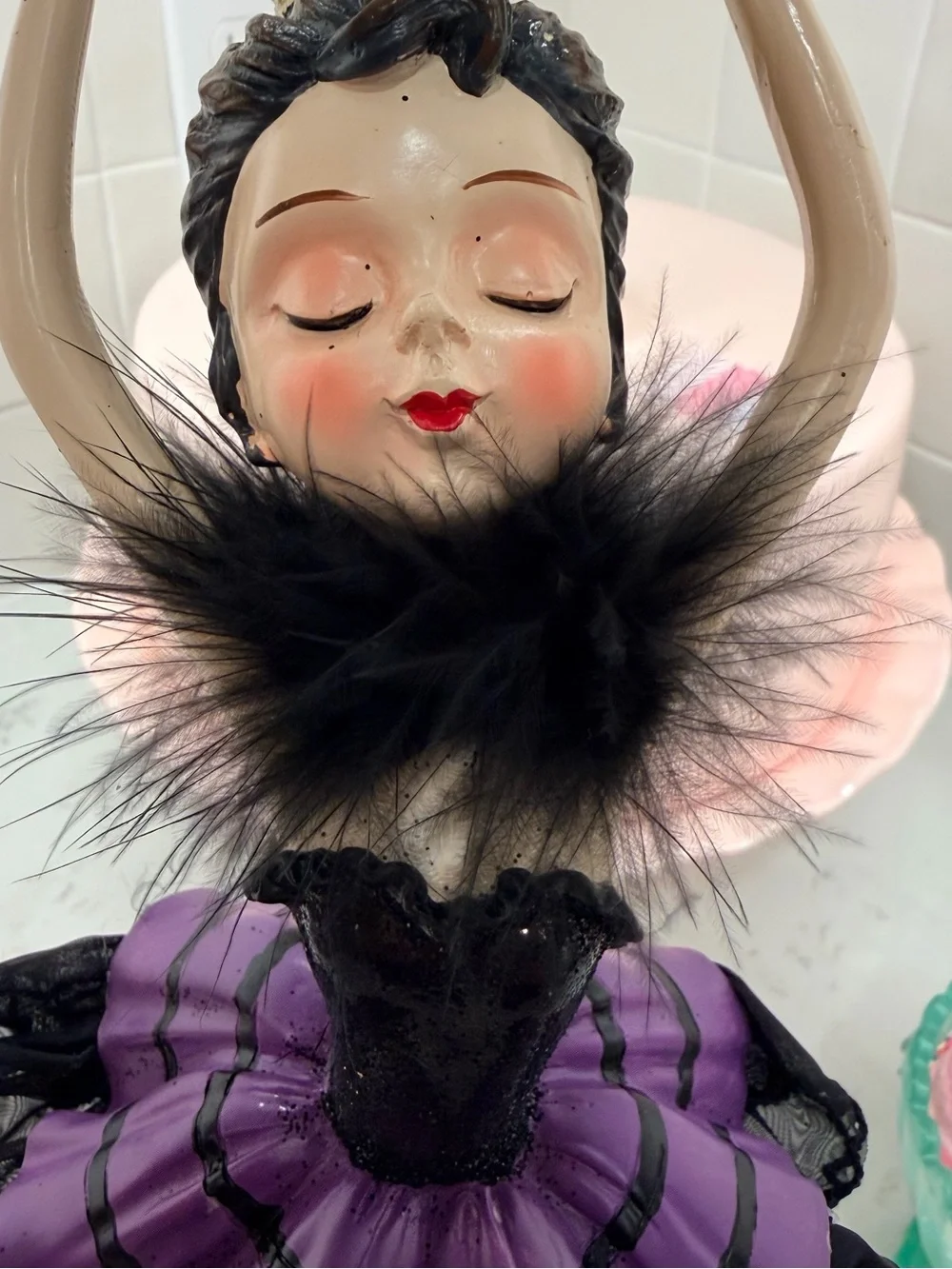 Bella Lux Halloween Ballerina Princess Figurine Black Purple Gothic Decor